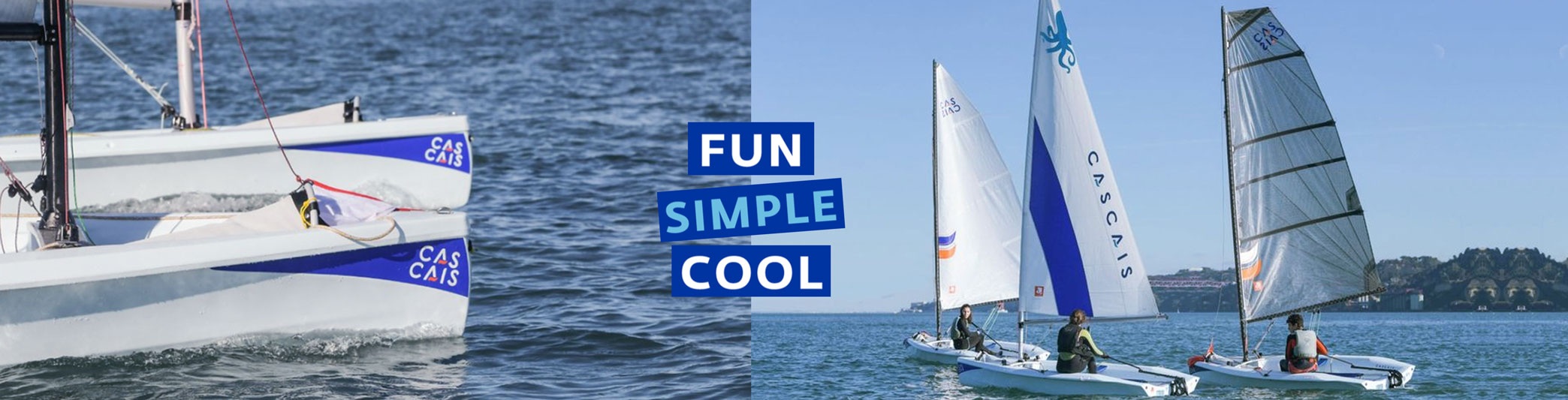 Cascais brand identity, three sailboats racing with the octopus wordmark sail