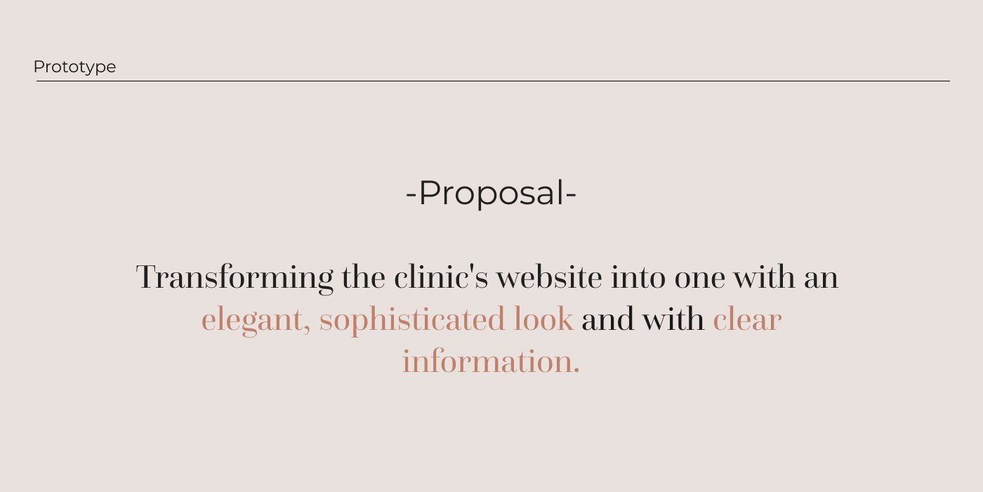 Proposal slide: transforming the clinic's website into one with an elegant, sophisticated look and clear information